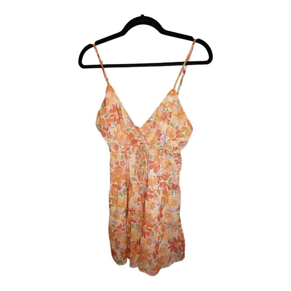 Vestique Charlie Dress Romper, Orange, Yellow and Lavender Floral Design with Su